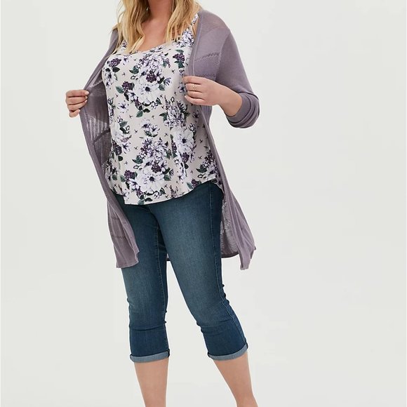 Torrid Essential Purple Floral Challis Cami Tank - Picture 3 of 7